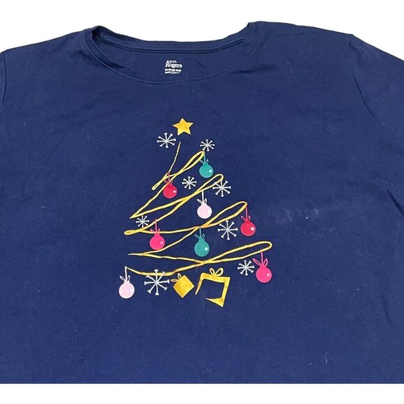 Kim Rogers Tops - Kim Rogers Christmas Tree Blouse Top Holiday Navy Blue  3X Shirt 1/2 Sleeve